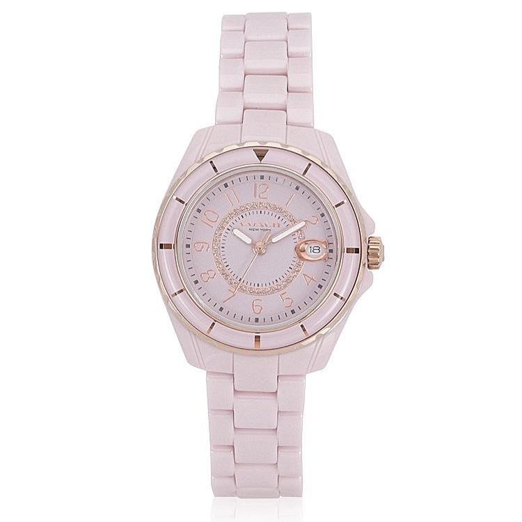 Coach Preston Pink Dial Pink Steel Strap Watch for Women - 14503463