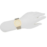 Gucci 25H Quartz Gold Dial Silver Steel Strap Watch for Women - YA163403