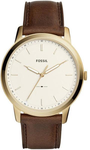 Fossil The Minimalist White Dial Brown Leather Strap Watch for Men - FS5397