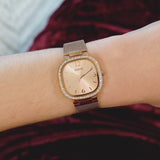 Guess Tapestry Diamonds Rose Gold Dial Rose Gold Mesh Bracelet Watch for Women - GW0354L3