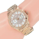 Guess Sassy Quartz White Dial Rose Gold Steel Strap Watch For Women - W0705L3
