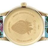 Gucci G Timeless Floral Turquoise Dial Turquoise Leather Strap Watch For Women - YA1264085