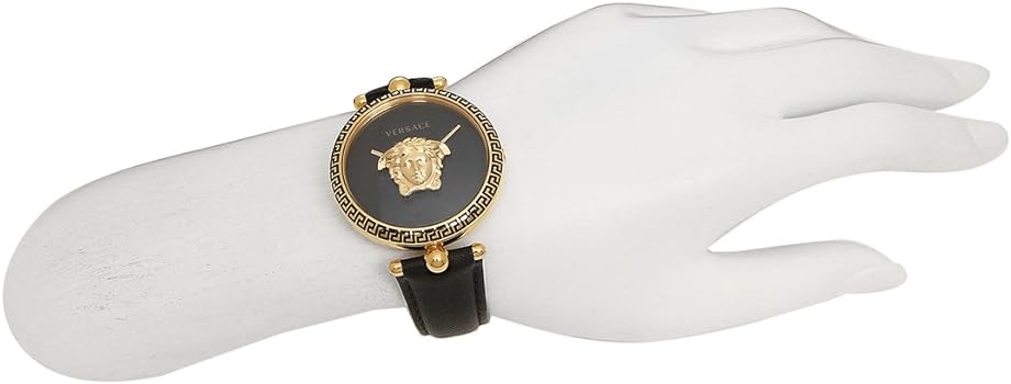 Versace Palazzo Empire Black Dial Black Leather Strap Watch for Women - VCO020017