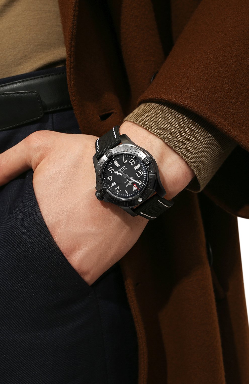 Breitling Avenger Automatic 45 Seawolf Night Mission Black Dial Black Nylon Strap Watch for Men - V17319101B1X1