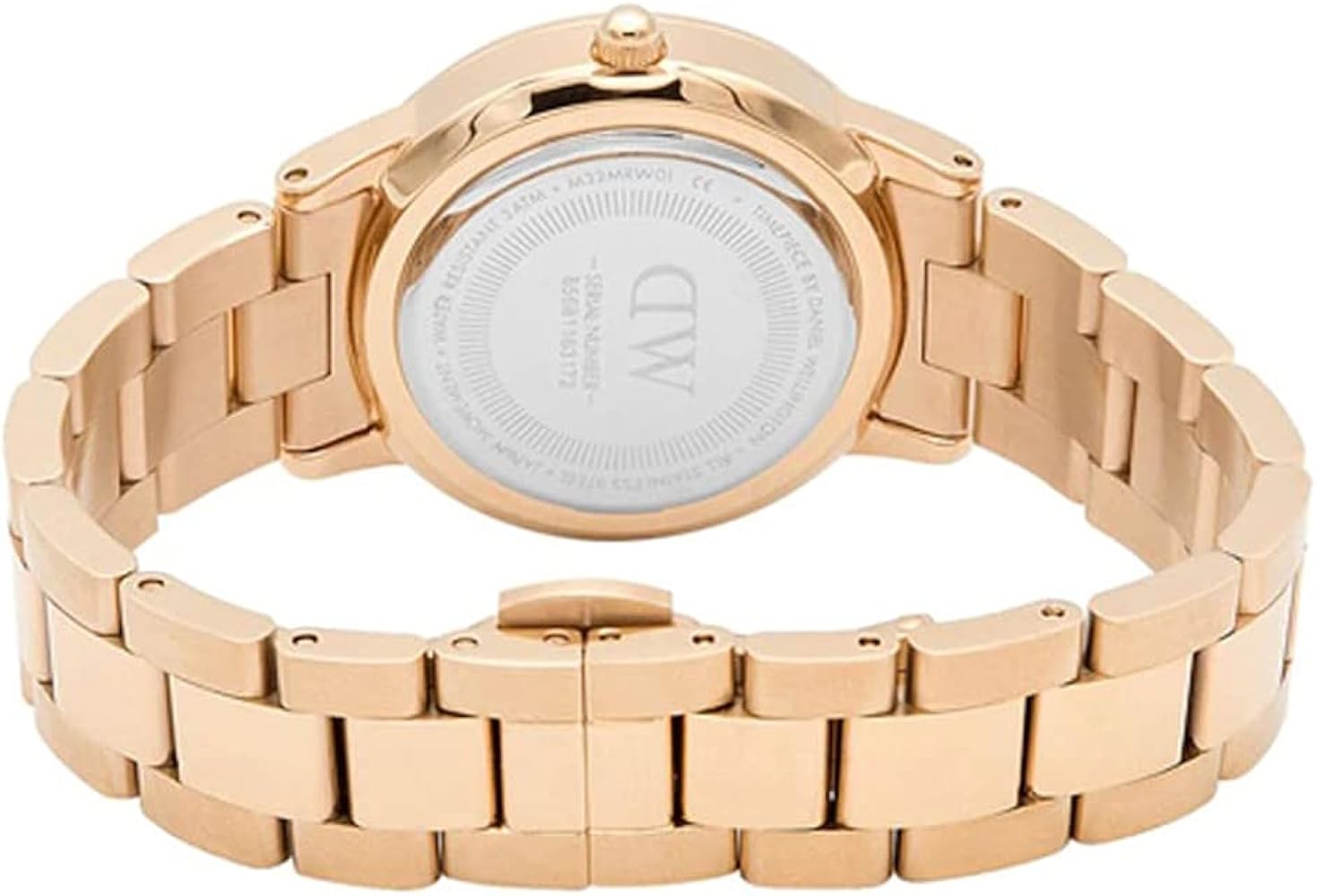 Daniel Wellington Iconic Link Grey Dial Rose Gold Steel Strap Watch For Women - DW00100336