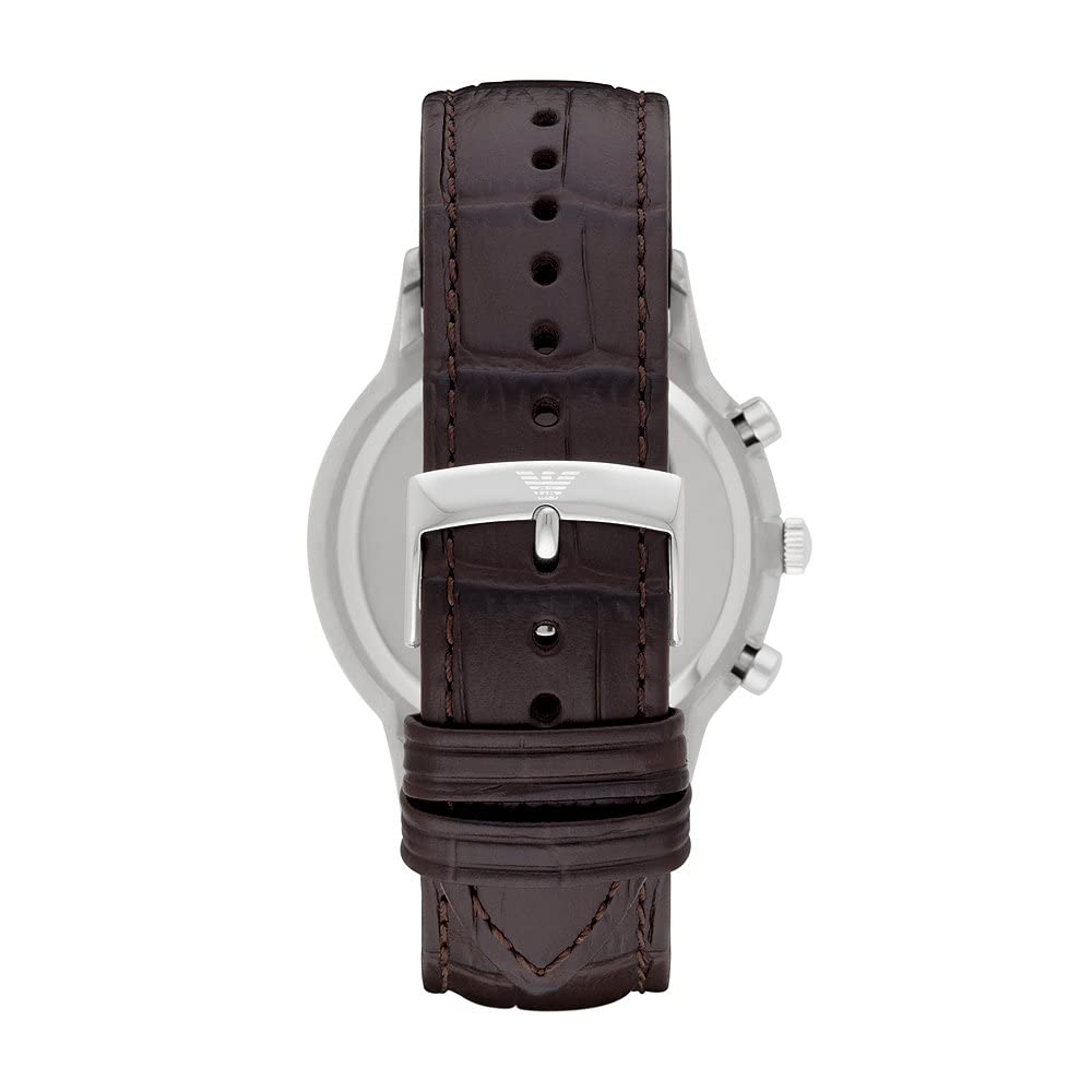 Emporio Armani Renato Chronograph Black Dial Brown Leather Strap Watch For Men - AR2482