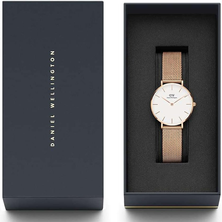 Daniel Wellington Classic Petite Melrose White Dial Rose Gold Mesh Bracelet Watch For Women - DW00100163