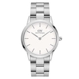 Daniel Wellington Iconic Link White Dial Silver Steel Strap Watch for Women - DW00100203