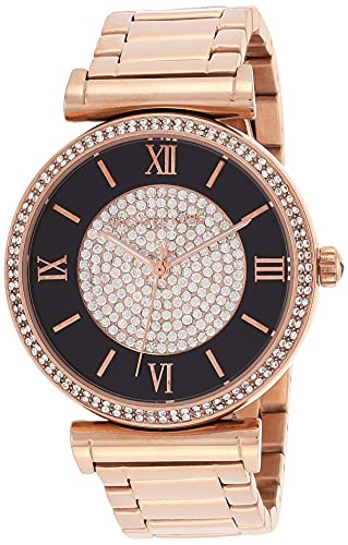 Michael Kors Catlin Black Dial Rose Gold Steel Strap Watch for Women - MK3339
