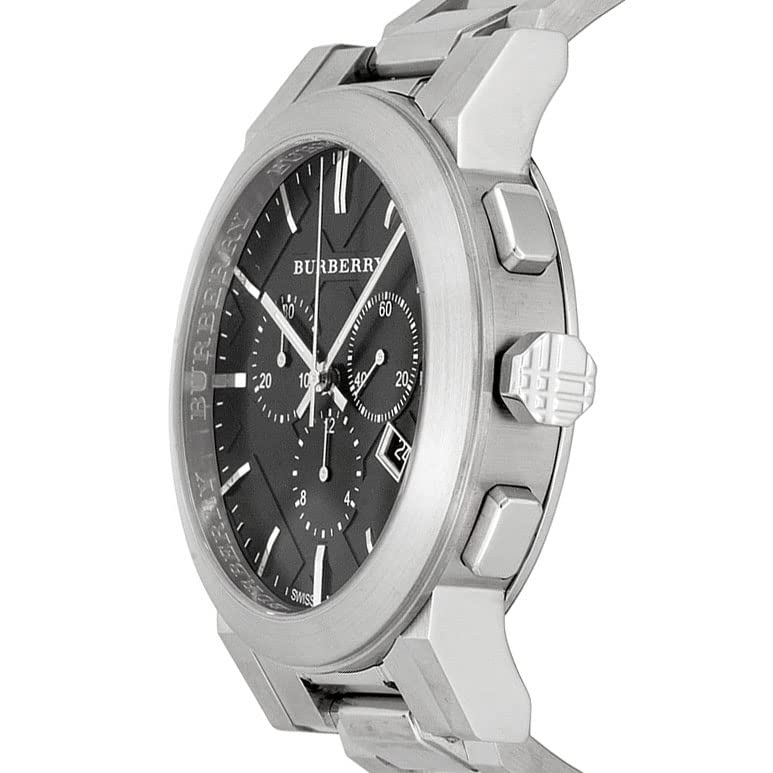 Burberry The City Black Dial Silver Steel Strap Watch for Men - BU9351