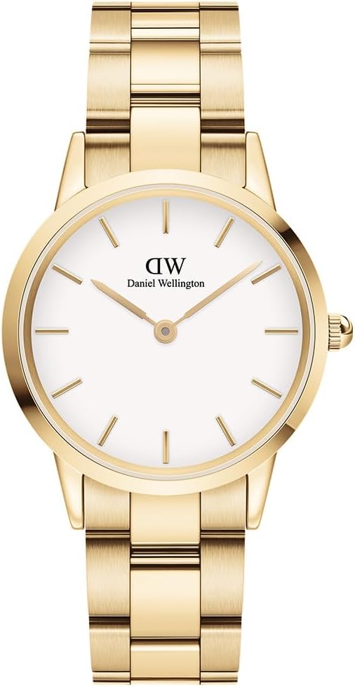 Daniel Wellington Iconic Link White Dial Gold Steel Strap Watch For Men - DW00100343