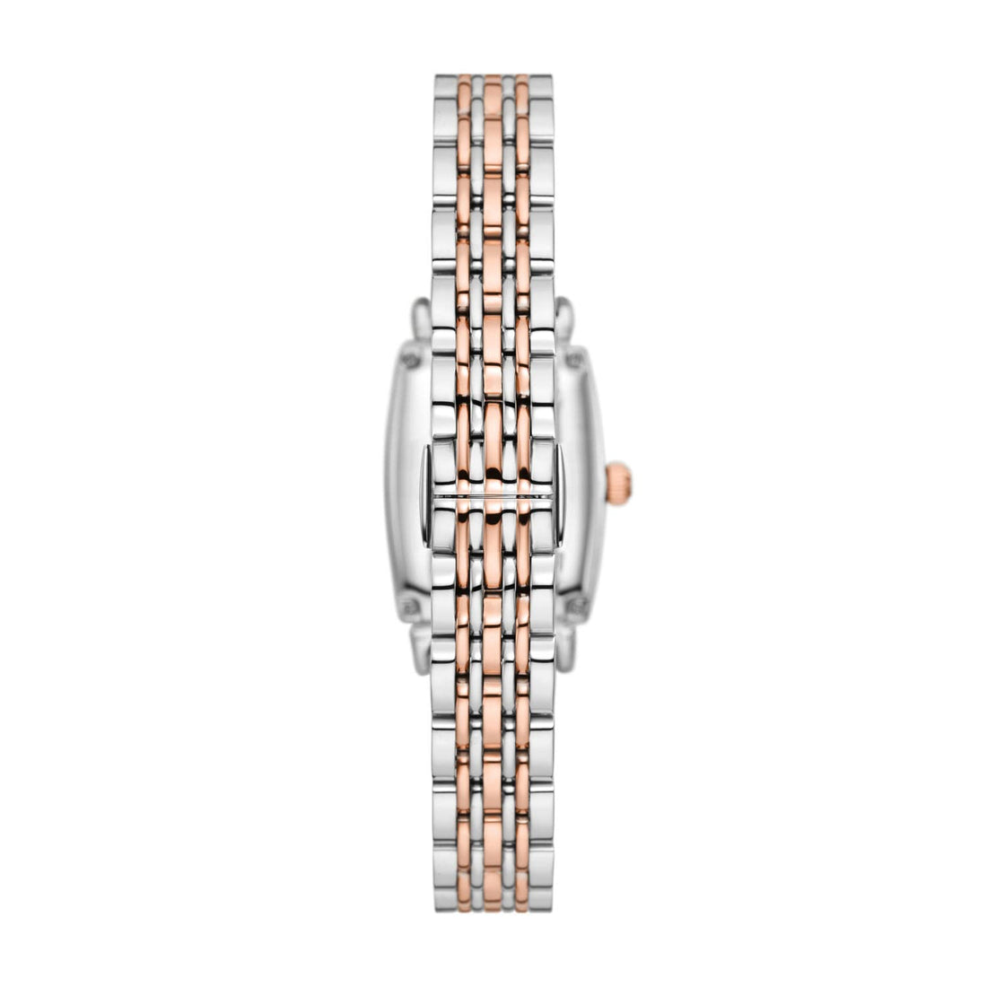 Emporio Armani Gianni T Bar White Mother Of Pearl Dial Two Tone Steel Strap Watch For Women - AR11519