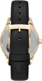 Michael Kors Layton Three Hand Mother of Pearl Black Dial Black Leather Strap Watch For Women - MK2911