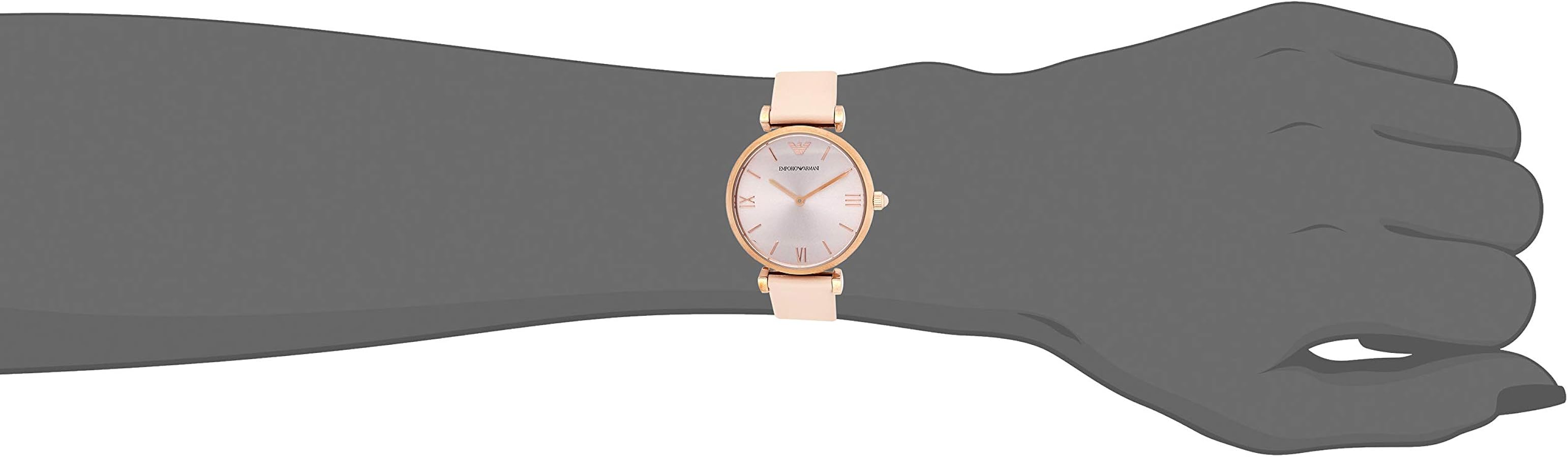 Emporio Armani Gianni T-Bar Quartz Rose Gold Dial Pink Leather Strap Watch For Women - AR11001