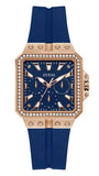 Guess Libra Crystals Blue Dial Blue Silicone Strap Watch For Women - GW0618L2