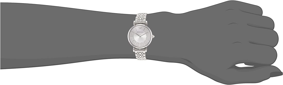 Emporio Armani Gianni T-Bar Quartz Silver Dial Silver Steel Strap Watch For Women - AR11445