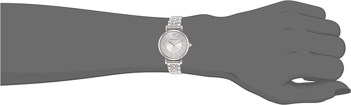 Emporio Armani Gianni T-Bar Quartz Silver Dial Silver Steel Strap Watch For Women - AR11445