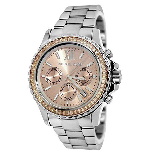Michael Kors Everest Chronograph Gold Dial Silver Steel Strap Watch For Women - MK5870