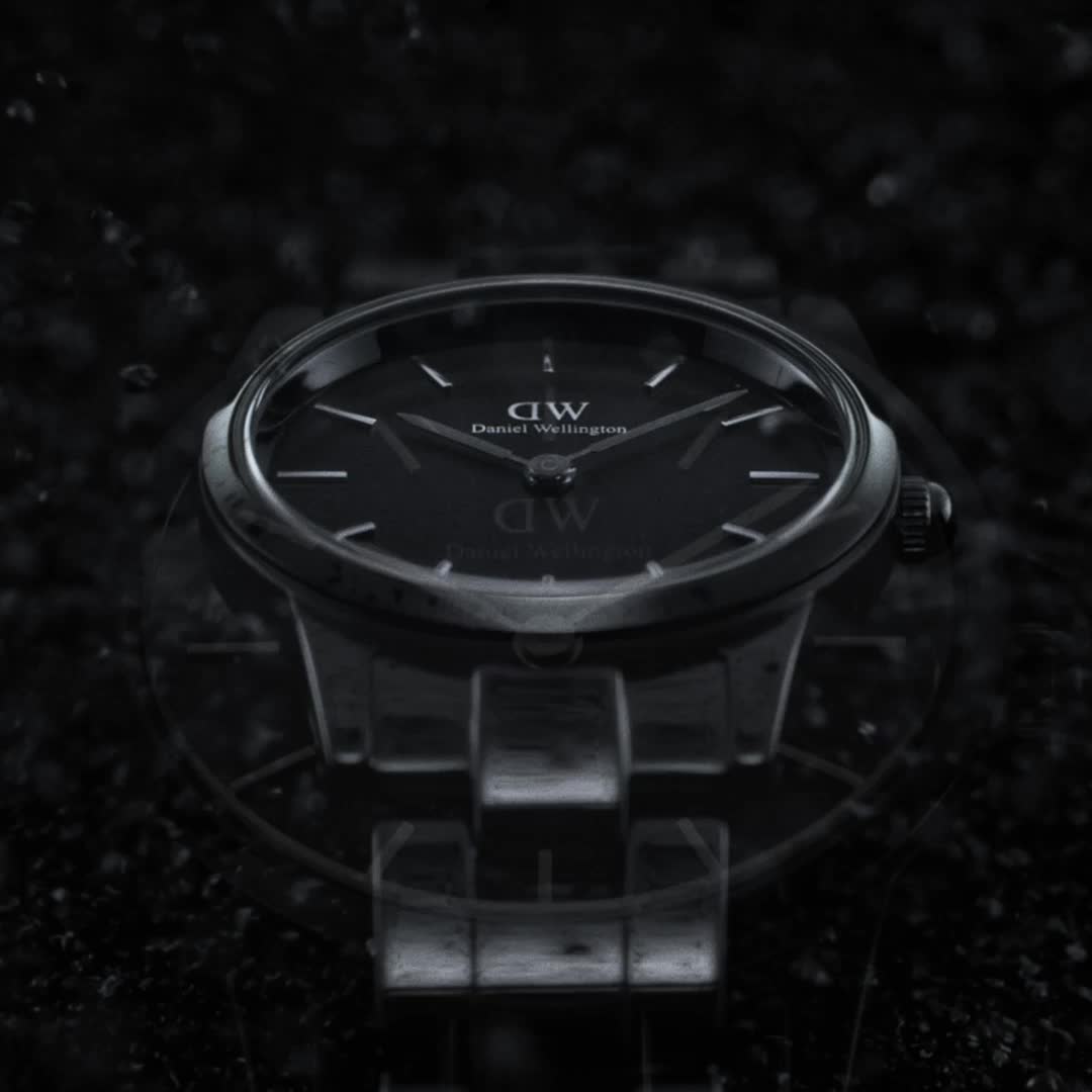 Daniel Wellington Iconic Link Ceramic Black Dial Black Steel Strap Watch For Women - DW00100415