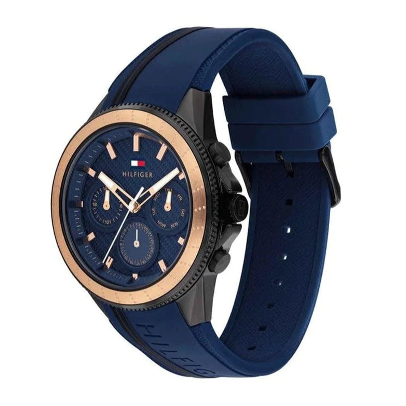 Tommy Hilfiger Aiden Chronograph Blue Dial Blue Silicone Strap Watch For Men - 1791860