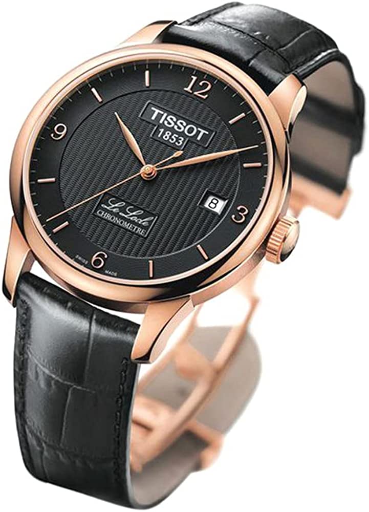 Tissot Le Locle Chronometer Black Dial Black Leather Strap Watch For Men - T006.408.36.057.00