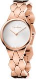 Calvin Klein Snake Silver Dial Rose Gold Steel Strap Watch For Women - K6E23646