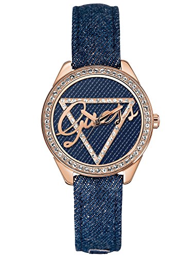 Guess Little Flirt Quartz Blue Dial Blue Leather Strap Watch For Women - W0456L6