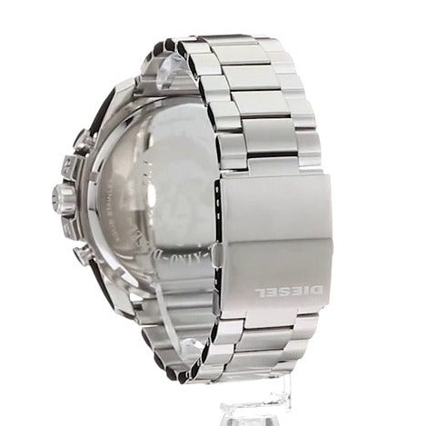 Diesel Mega Chief Chronograph Blue Dial Silver Steel Strap Watch For Men - DZ4417