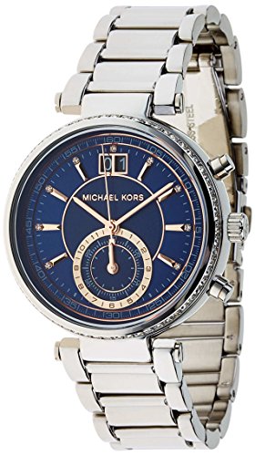 Michael Kors Sawyer Navy Blue Dial Silver Steel Strap Watch for Women - MK6224
