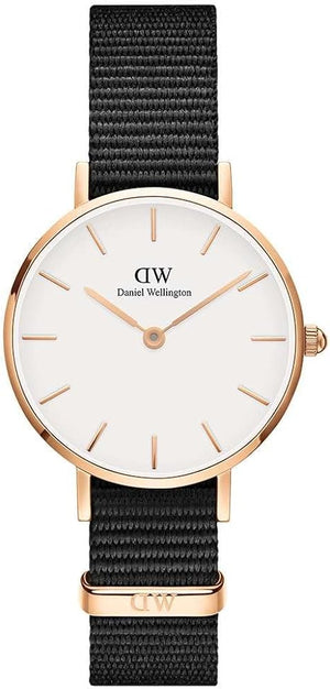 Daniel Wellington Classic Petite Cornwall White Dial Black NATO Strap Watch For Women - DW00100251