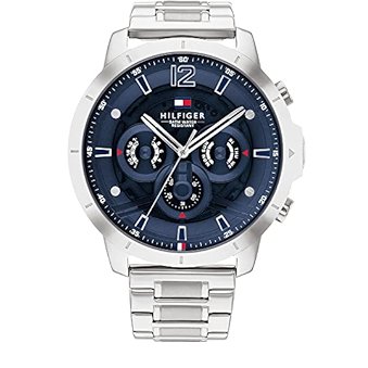 Tommy Hilfiger Luca Chronograph Blue Dial Silver Steel Strap Watch For Men - 1710492