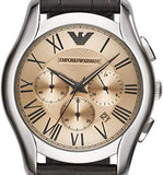 Emporio Armani Valente Chronograph Brown Dial Brown Leather Strap Watch For Men - AR1785