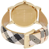 Burberry The City Gold Dial Haymarket Brown Leather Strap Watch for Women - BU9026