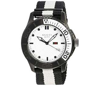 Gucci G Timeless XL White Dial Two Tone NATO Strap Watch For Men - YA126243
