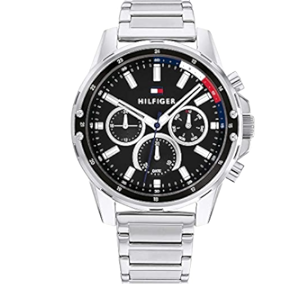 Tommy Hilfiger Mason Multifunction Black Dial Silver Steel Strap Watch For Men - 1791936