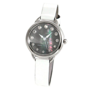 Marc Jacobs Betty Mother of Pearl Black Dial White Leather Strap Watch for Women - MJ1512
