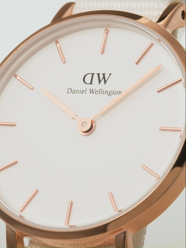 Daniel Wellington Classic Petite Dover White Dial White Nylon Strap Watch For Women - DW00100313