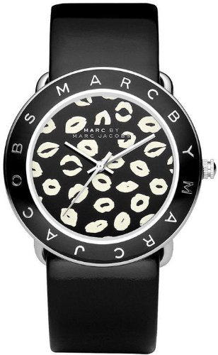 Marc Jacobs Amy Black Dial Black Leather Strap Watch for Women - MBM1163