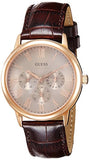 Guess Wafer Quartz Beige Dial Brown Leather Strap Watch For Men - W0496G1