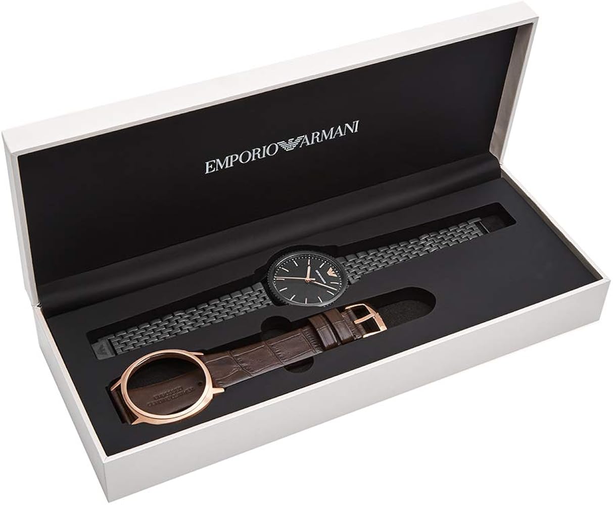 Emporio Armani Interchangeable Black Dial Black Steel Strap Watch For Men - AR80021