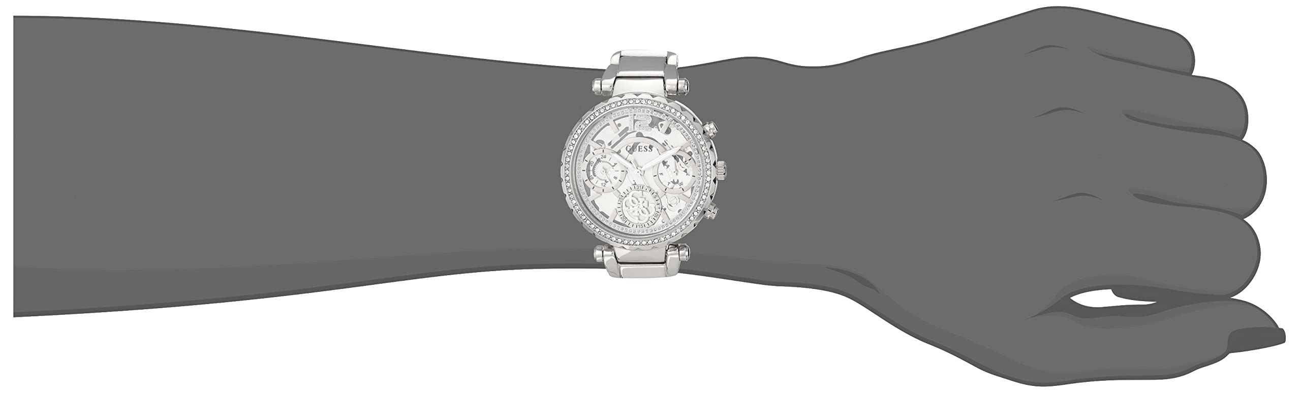 Guess Solstice Diamonds Silver Dial Silver Steel Strap Watch for Women - GW0403L1
