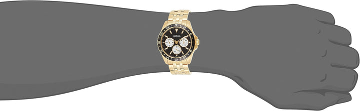 Guess Odyssey Multifunction Black Dial Gold Steel Strap Watch For Men - W1107G4