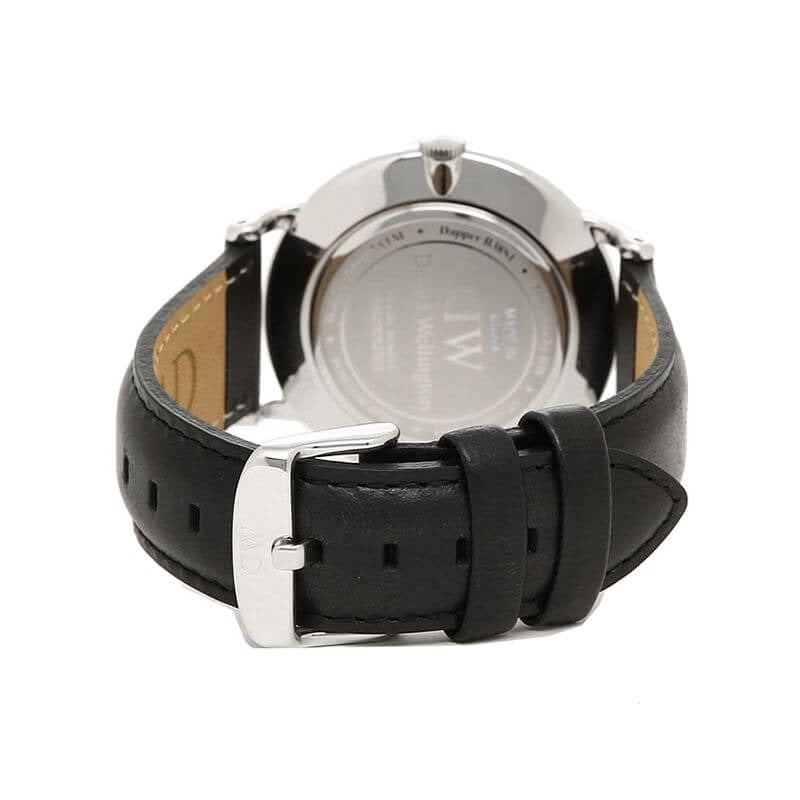 Daniel Wellington Dapper Sheffield White Dial Black Leather Strap Watch For Men - DW00100088