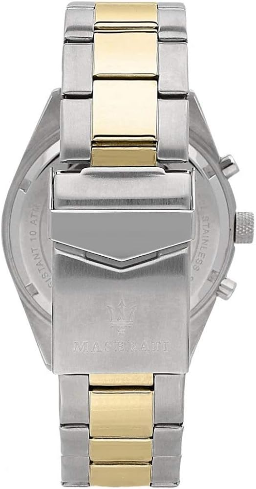 Maserati Competizione Chronograph Black Dial Two Tone Steel Strap Watch For Men - R8853100016