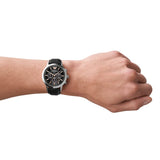 Emporio Armani Giovanni Chronograph Black Dial Black Leather Strap Watch For Men - AR11431