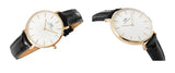 Daniel Wellington Petite Reading White Dial Black Leather Strap Watch For Women - DW00100173