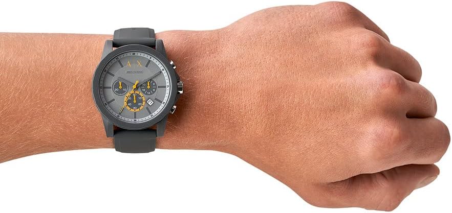 Armani Exchange Outerbanks Chronograph Grey Dial Grey Silicone Strap Watch For Men - AX7123