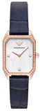 Emporio Armani Gianni T Bar Quartz Mother of Pearl Dial Blue Leather Strap Watch For Women - AR11466