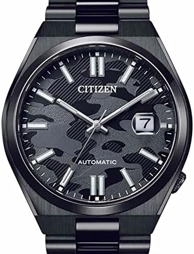 Citizen Tsuyosa Automatic Camouflage Black Dial Black Steel Strap Watch For Men - NJ0155-87E
