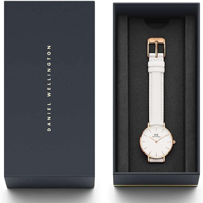 Daniel Wellington Petite White Dial White Leather Strap Watch For Women - DW00100249